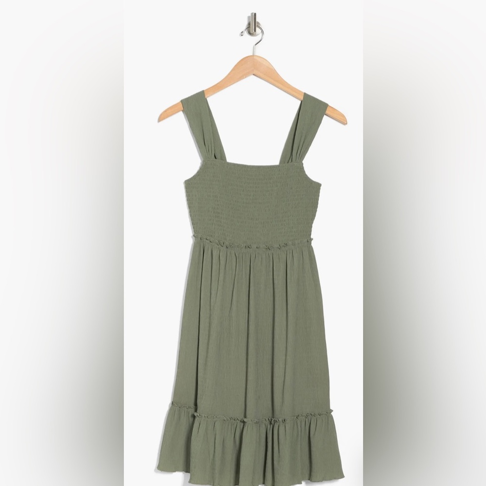 Lovestitch Green Smocked Mini Dress